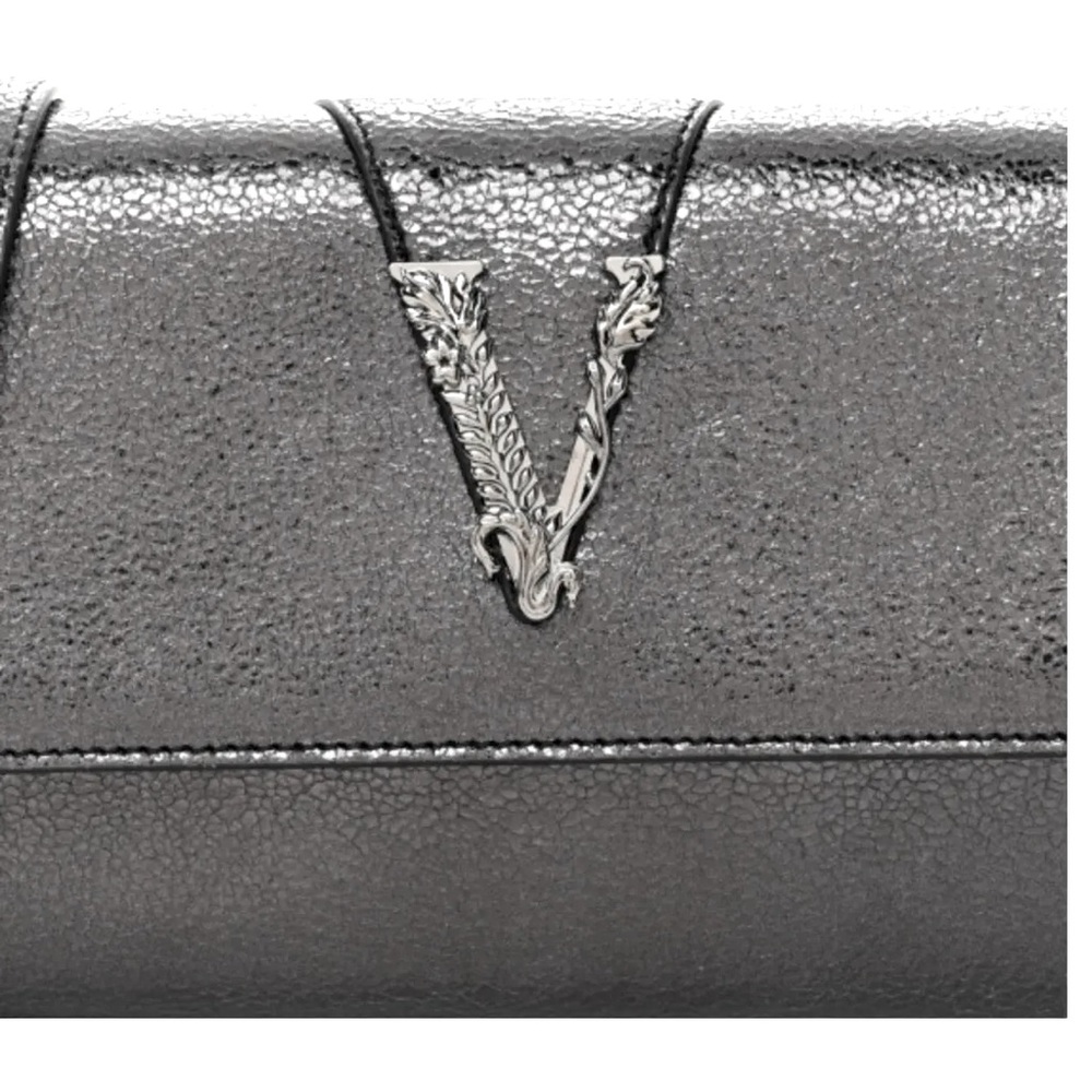 Versace Metallic Leather Virtus Bag – Gunmetal Hardware – NWT with Dust Bag - Picture 7 of 16